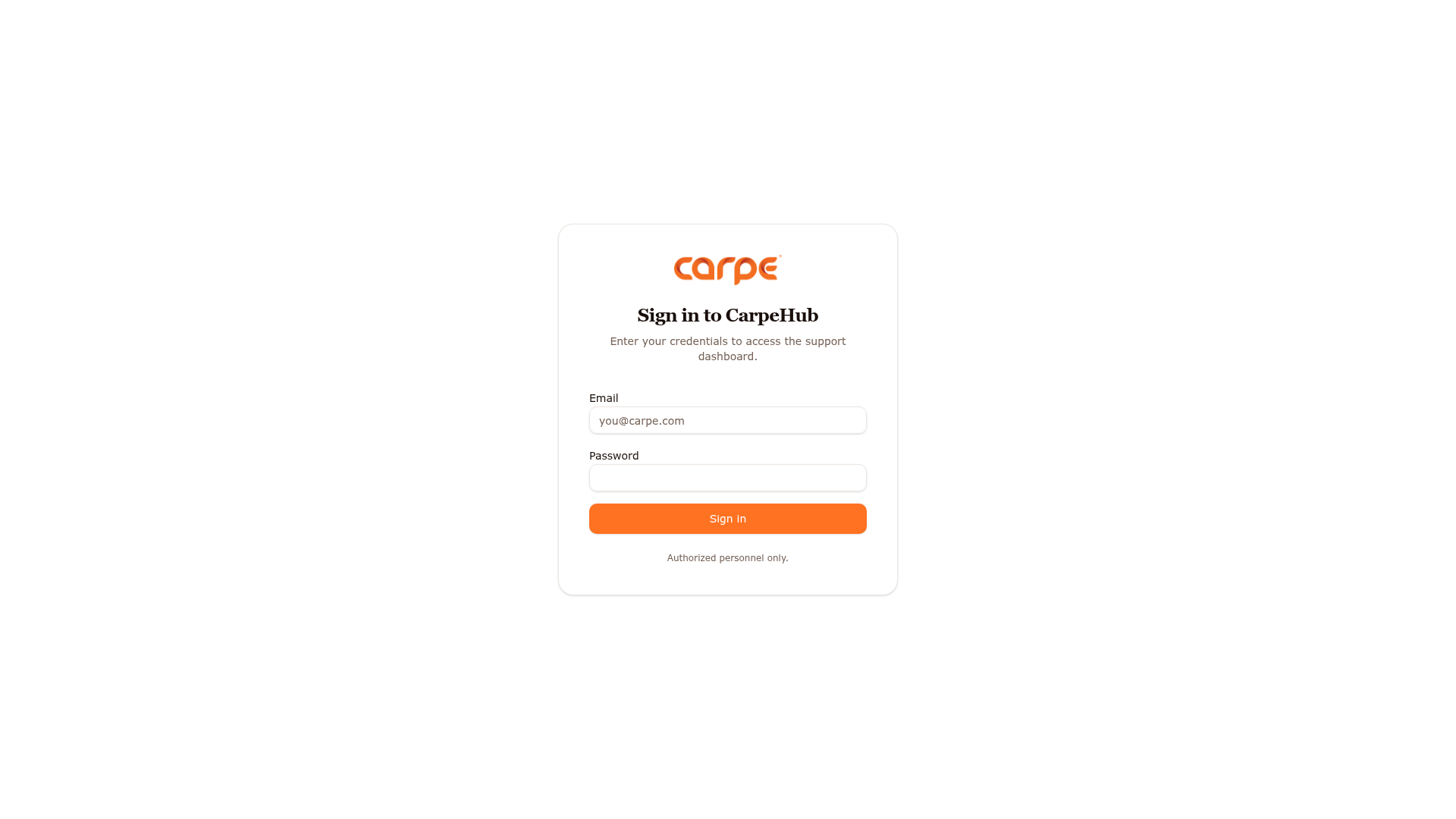 Carpe Support Hub homepage